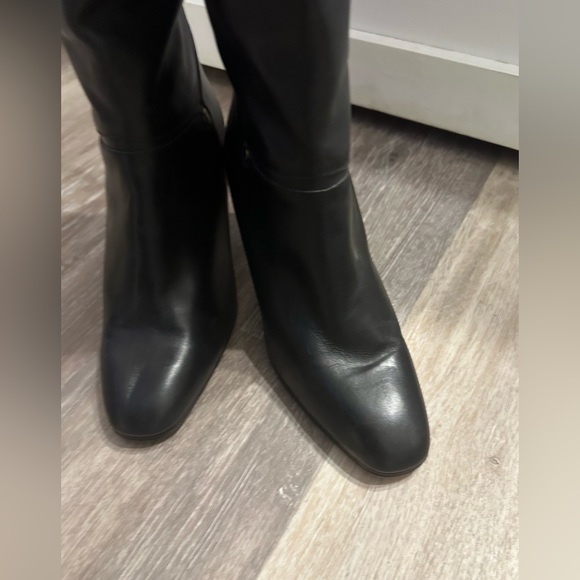 BALLY Black Leather Heeled Knee High Boots Equestrian Logo are a size 10. - Picture 8 of 11
